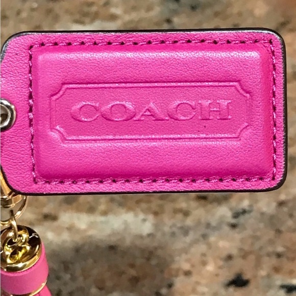 Coach Fuchsia Pink Leather Hang Tag Bag & Unbranded Tassel Large Tag